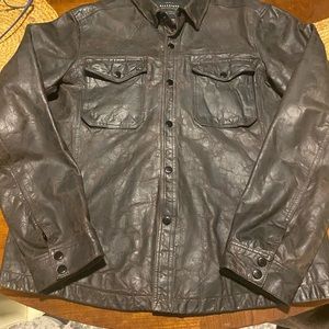 All Saints leather shirt jacket